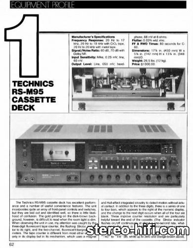 Więcej informacji o „Technics RS-M95 test Audio(usa) 9-1981”