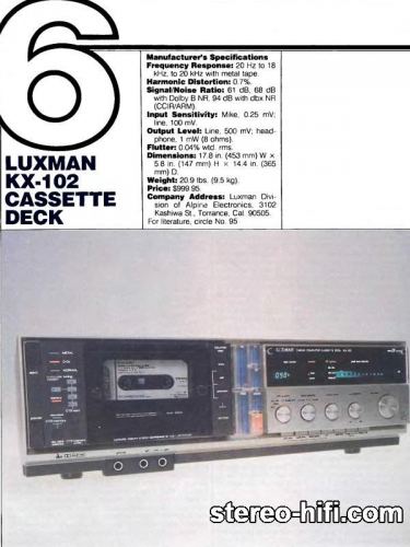 Więcej informacji o „Luxman kx-102 Audio(usa) 3-1984”