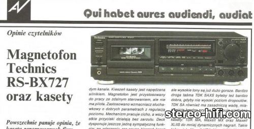 Mai multe informații despre "Technics RS-BX727 opinie czytelników Sat-Audio-Video 6/95"