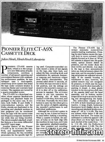 Więcej informacji o „Pioneer CT-A9X test Stereo Review(usa) 11-1985”
