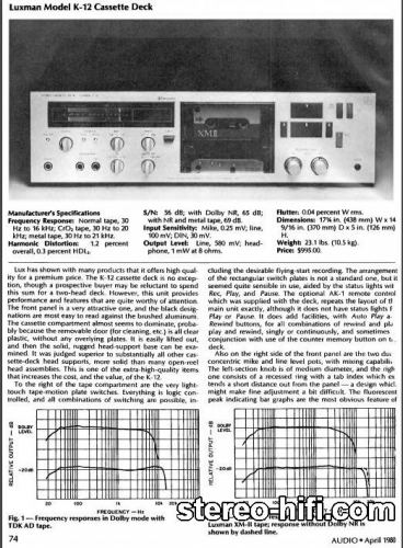 Więcej informacji o „Luxman k-12 test Audio(usa) 4-1980”