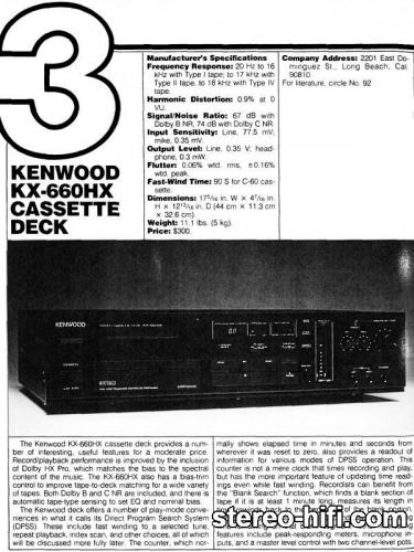 Więcej informacji o „Kenwood KX-660HX test Audio(usa) 4-1988”