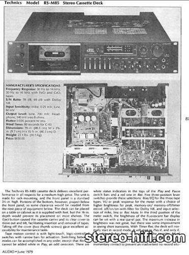 Więcej informacji o „Technics RS-M85 test Audio(usa) 6-1979”