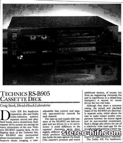 Więcej informacji o „Technics RS-B905 test Stereo Review(usa) 12-1987”