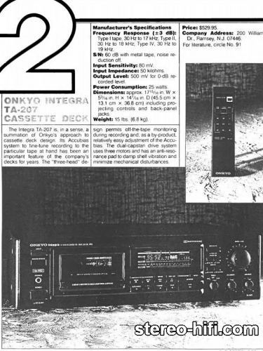Więcej informacji o „Onkyo Integra TA-207 test Audio(usa) 9-1992”