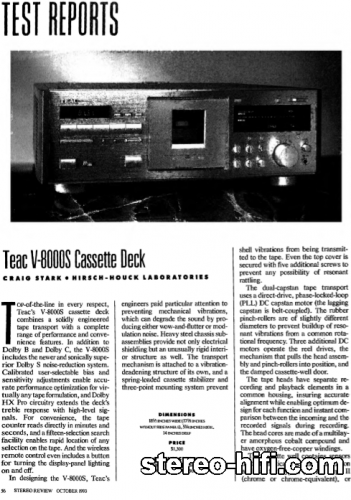 Więcej informacji o „Teac V-8000S test Stereo Review(usa) 10-1993”