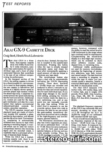 Więcej informacji o „Akai GX-9 test Stereo Review(usa) 12-1985”