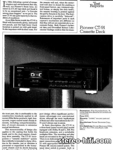 Więcej informacji o „Pioneer CT-91 test Stereo Review(usa) 2-1989”