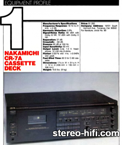 Więcej informacji o „Nakamichi CR-7A test Audio(usa) 8-1986”