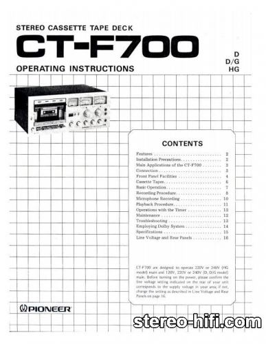 Więcej informacji o „Pioneer CT-F700”