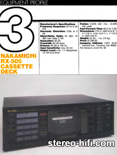 Więcej informacji o „Nakamichi RX-505 test Audio(usa) 7-1984”