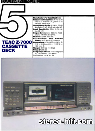 Więcej informacji o „Teac Z-7000 test Audio(usa) 5-1984”
