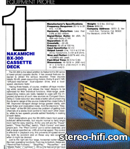 Więcej informacji o „Nakamichi BX-300 test Audio(usa) 11-1984”