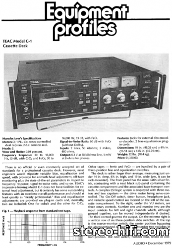 Więcej informacji o „Teac C-1 test Audio(usa) 12-1979”