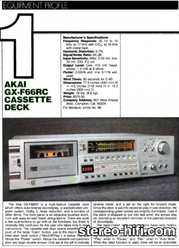 Więcej informacji o „Akai GX-F66RC test Audio(usa) 11-1982”