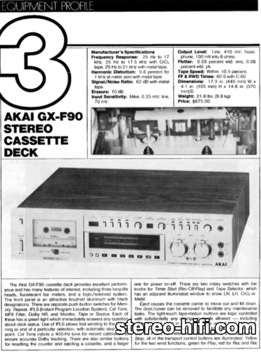Więcej informacji o „Akai GX-F90 test Audio(usa) 8-1981”