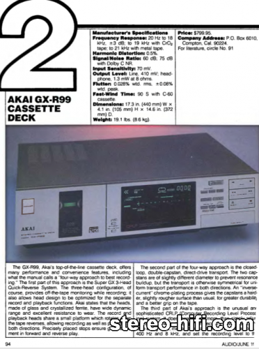 Więcej informacji o „Akai GX-R99 test Audio(usa) 6-1985”