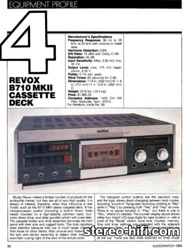 Więcej informacji o „Revox B-710 mk2 test Audio(usa) 3-1983”