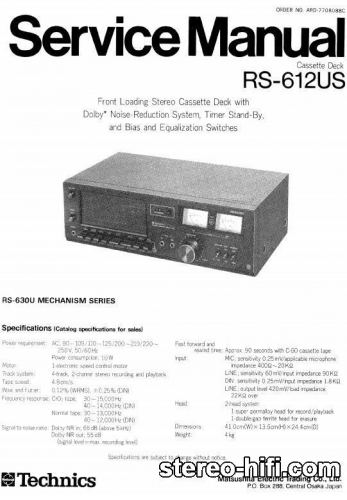 Więcej informacji o „Technics RS-612US”