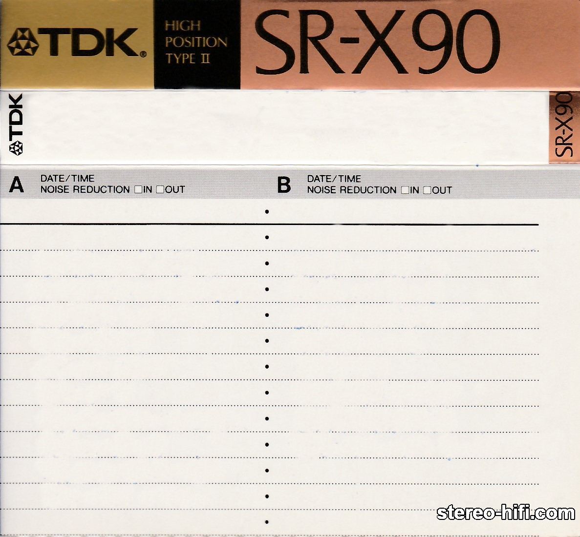 TDK SR-X C40, C46, C50, C54, C64, C74, C90 - 1989r JP