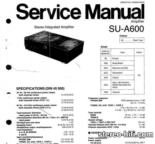 Więcej informacji o „Technics SU-A600 - service manual”