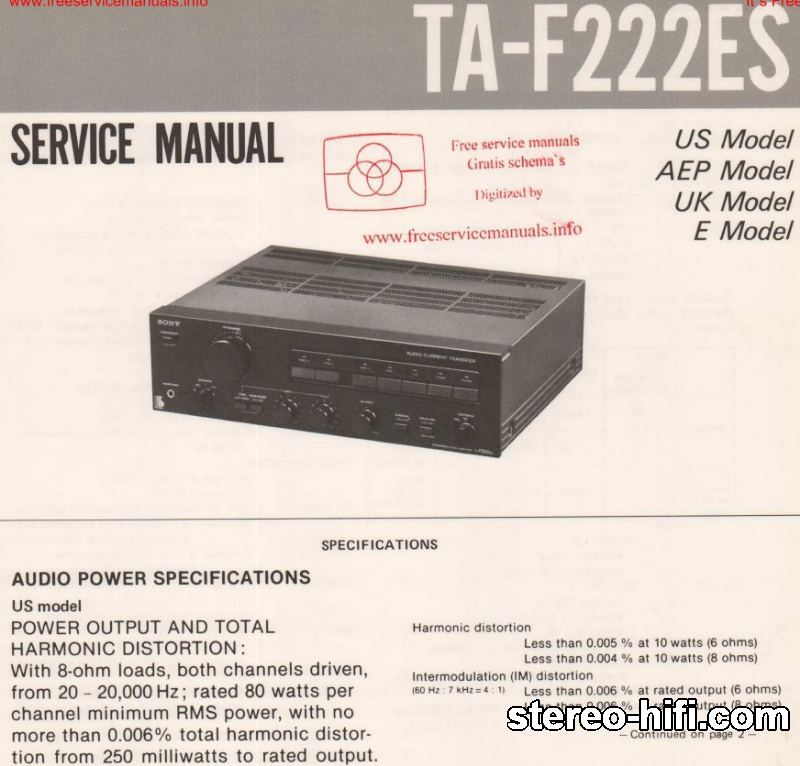 Sony TA-F222ES - service manuals,schematics, modifications
