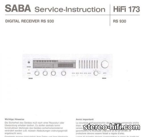 Więcej informacji o „Saba RS 930”