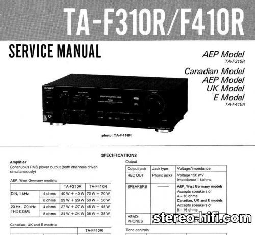 Więcej informacji o „Sony TA-F310R, F410R”