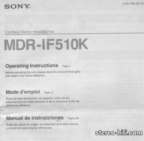Więcej informacji o „Sony  MDR-IF510K”