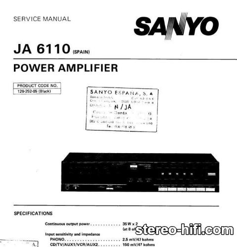 Więcej informacji o „Sanyo JA 6110”