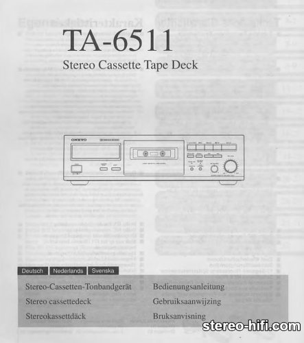 Więcej informacji o „Onkyo TA-6511 Tape Recorder Owners Manual”