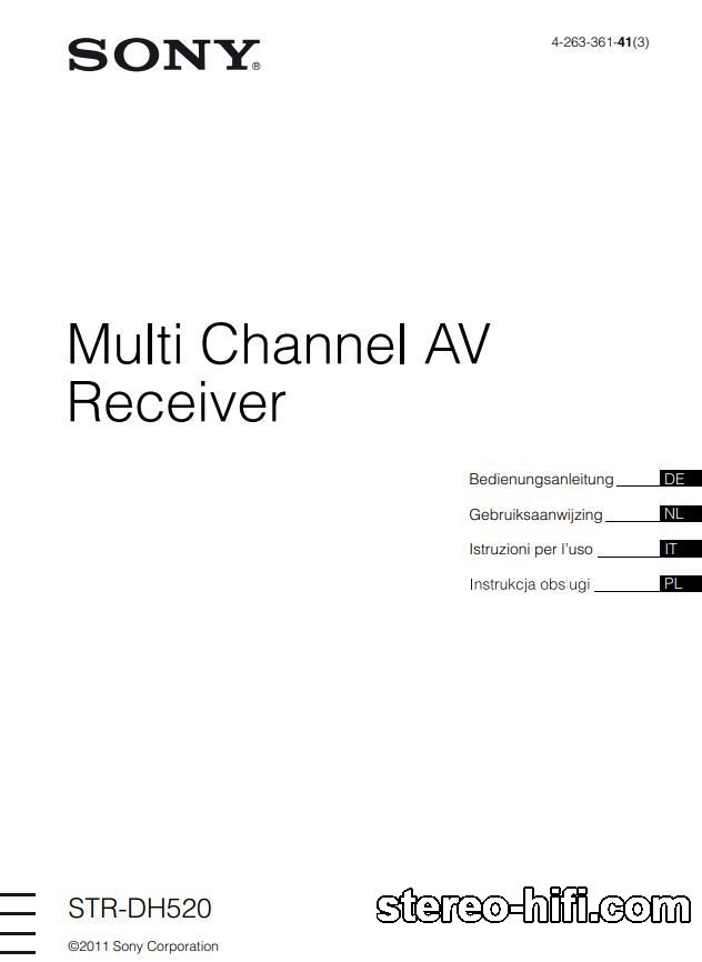 Więcej informacji o „Sony STR-DH 520 7.1 AV-Receiver Owners Manual”