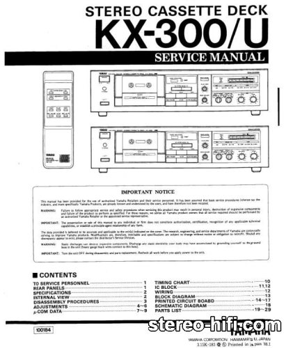 Więcej informacji o „Yamaha KX-300 Tape Recorder Service Manual”