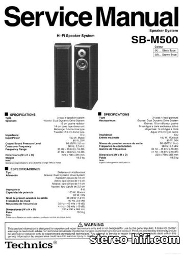 Więcej informacji o „TECHNICS SB-M500 Service Manual”