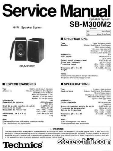 Więcej informacji o „TECHNICS SB-M300M2 - Service Manual”