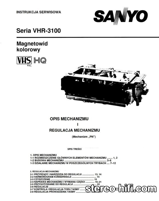 Więcej informacji o „Sanyo VHR-3100 opis i regulacja mechanizmu-PL”